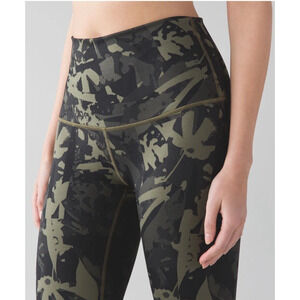 Lululemon Wunder Under Pant High Rise Pop Cut Fatigue 8 Green Black Rare Yoga